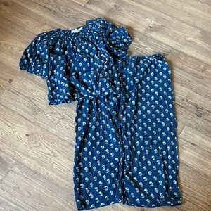 Blue Floral Two-Piece Pajamas